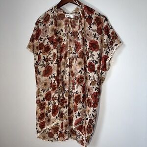 Roommates Kimono M Antique Floral Roses Woven Cover Up Casual Boho Whimsigoth